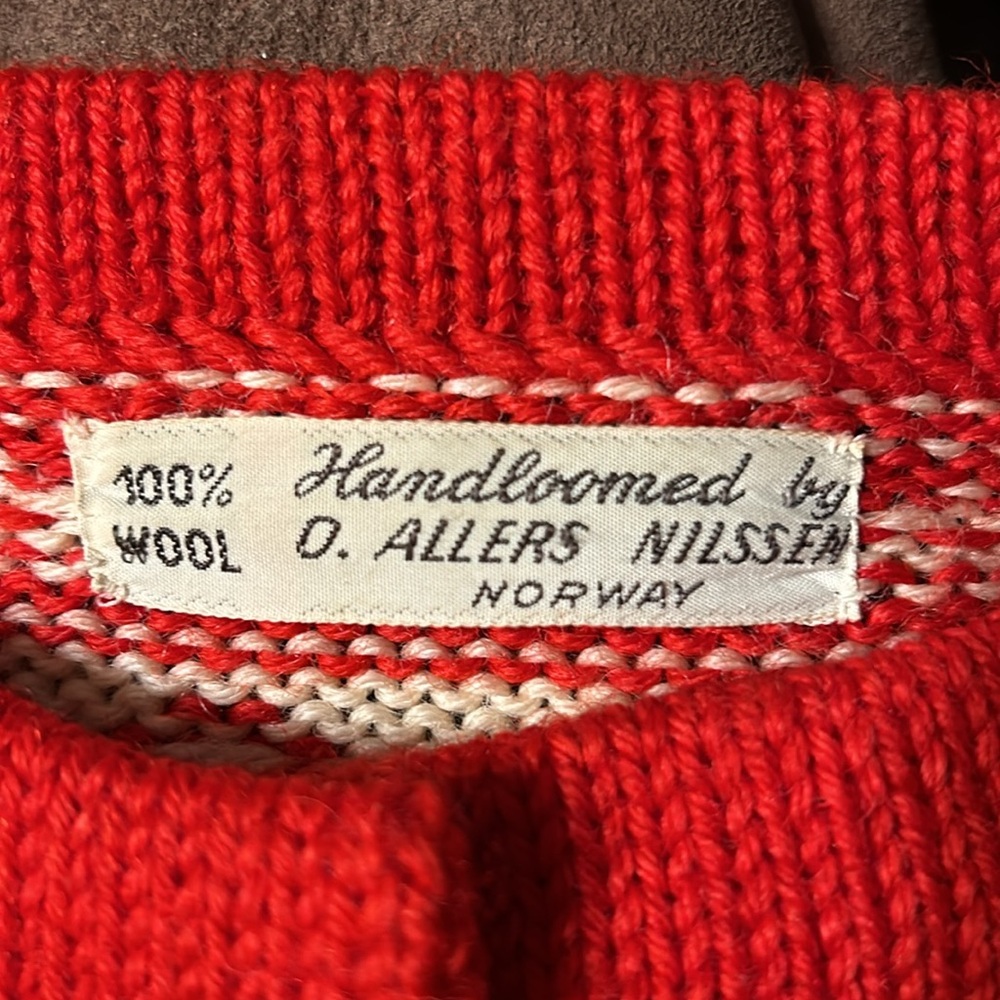 Vintage rare O. Allers Nilssen Norway handloomed 100% cardigan sweater, - Picture 3 of 6